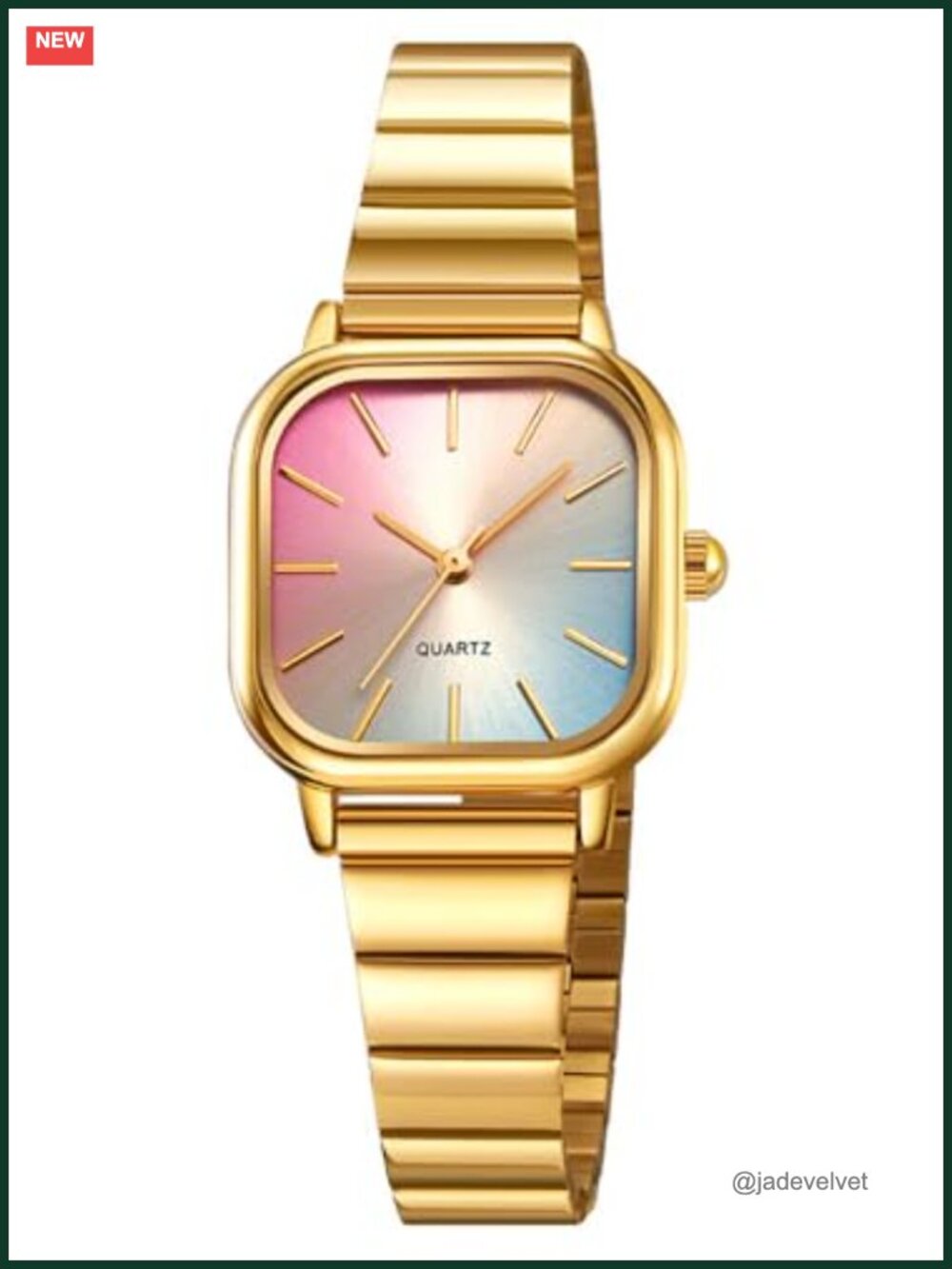 Women's Ultra Thin Quartz Watch Gold-Tone Square Case Bracelet